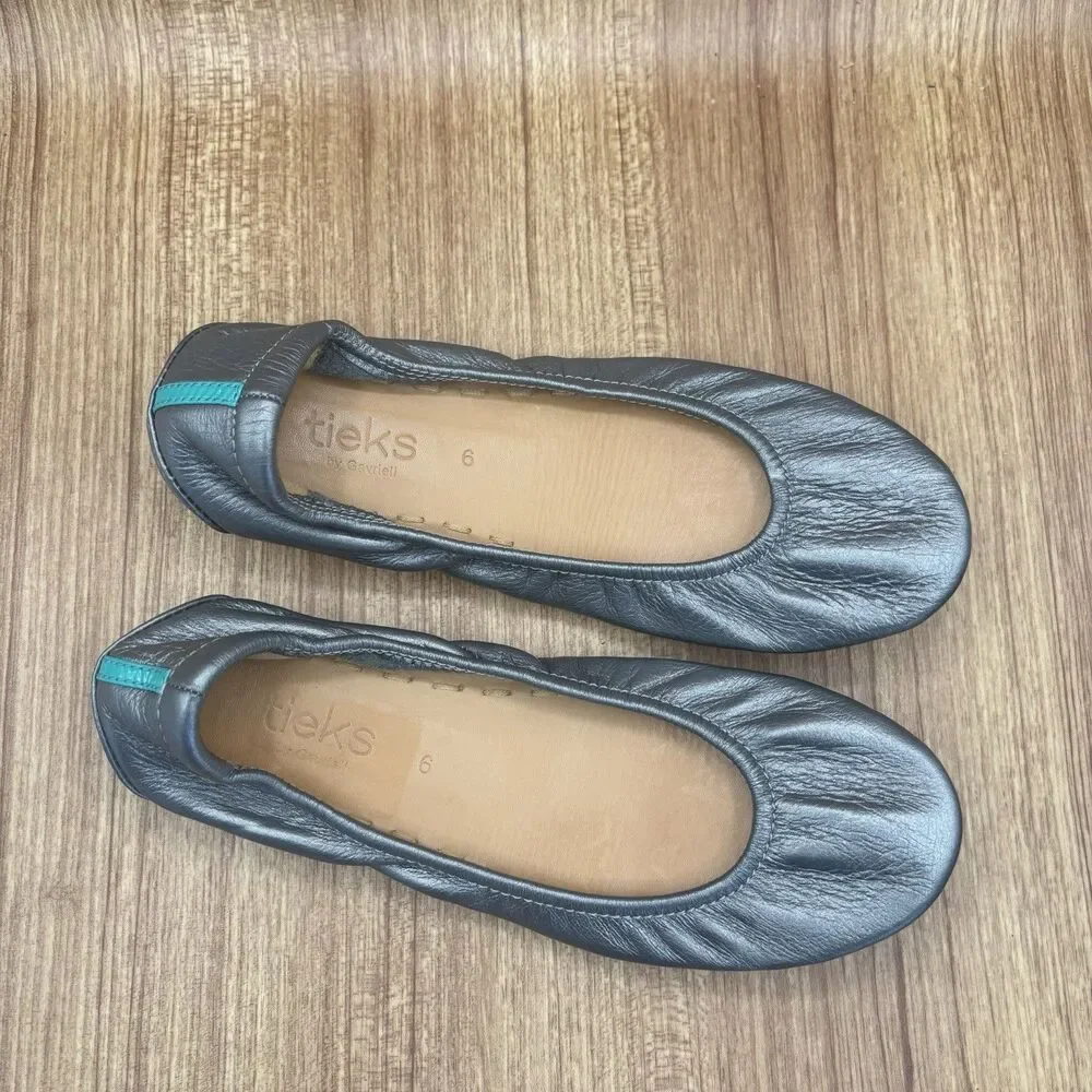 Tieks by Gavrieli Womens Size 6 Foldable Ballet Flats Metallic‎ Pewter